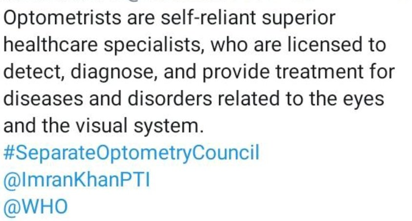 kashifalilakha1's tweet photo. Optometrists are independent practitioners and are not under the umbrella of Allied Health Sciences.
Optometry need itself a separate council. Share our voice for demanding 
#SeperateOptometryCouncil https://t.co/MyCTnw78zg