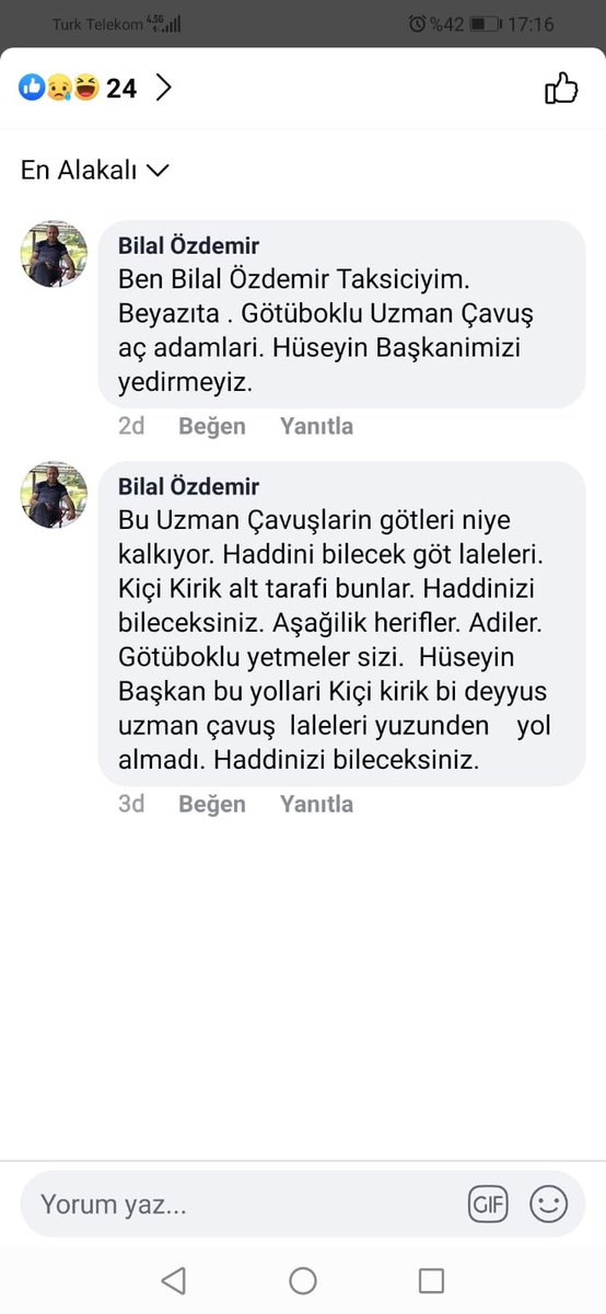 alitilkici38's tweet photo. #UzmanÇavuşaHakaret yapılan bu hakaretlere personellerine sahip çıkan @tcsavunma bakanlığının @TC_icisleri bakanlığının kayıtsız kalmayacağını hesabının sorulacağını umut ediyorum https://t.co/dTf9rPDd8H