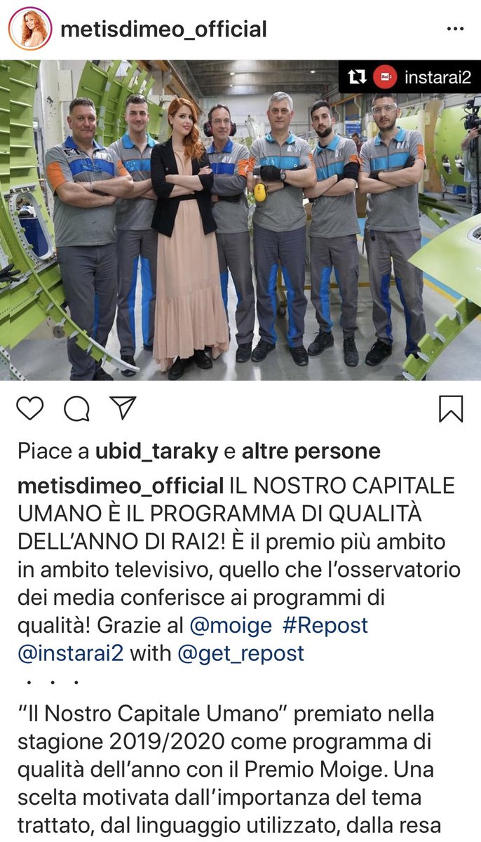 <a href="/Assosomm/">Assosomm</a> è orgogliosa di questo riconoscimento . Un grazie e a presto con <a href="/MetisDiMeo/">Metis Di Meo</a>