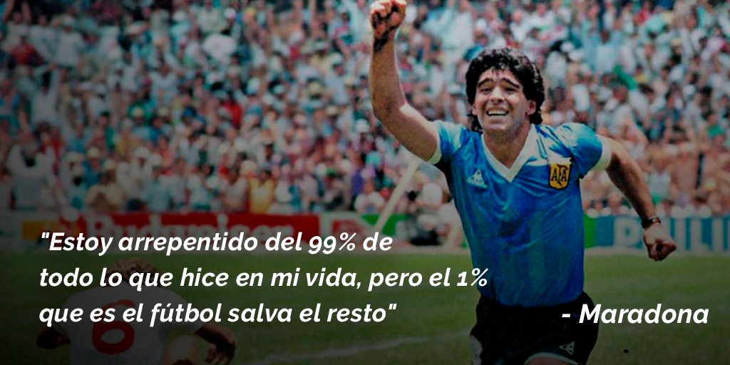 bomboperu's tweet photo. El fútbol es una de las cosas imposibles de las que es imposible arrepentirse 🙌 
.
.
.
.
.
.
#maradona #diego #armando #peluza #pelusa #Argentina #futbol #balon #soccer #quote https://t.co/qflDmAODjy