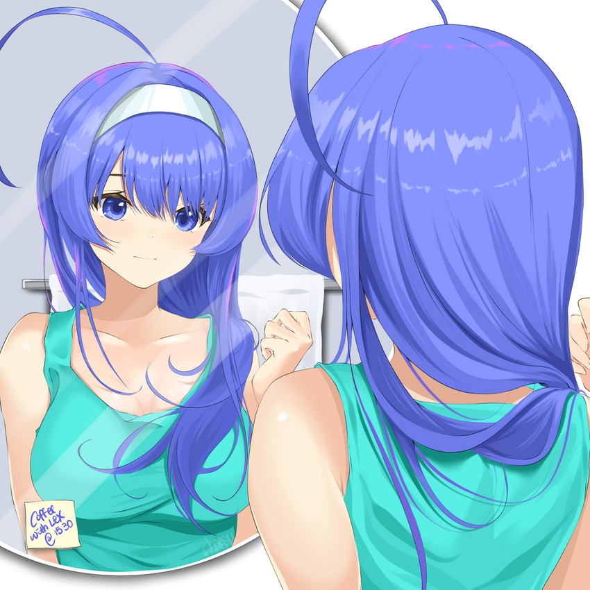 "Alright! Time to get ready for the day!"

Elyssa nods to herself! Currently only wearing a tank top and panties... She's still working on her outfit!