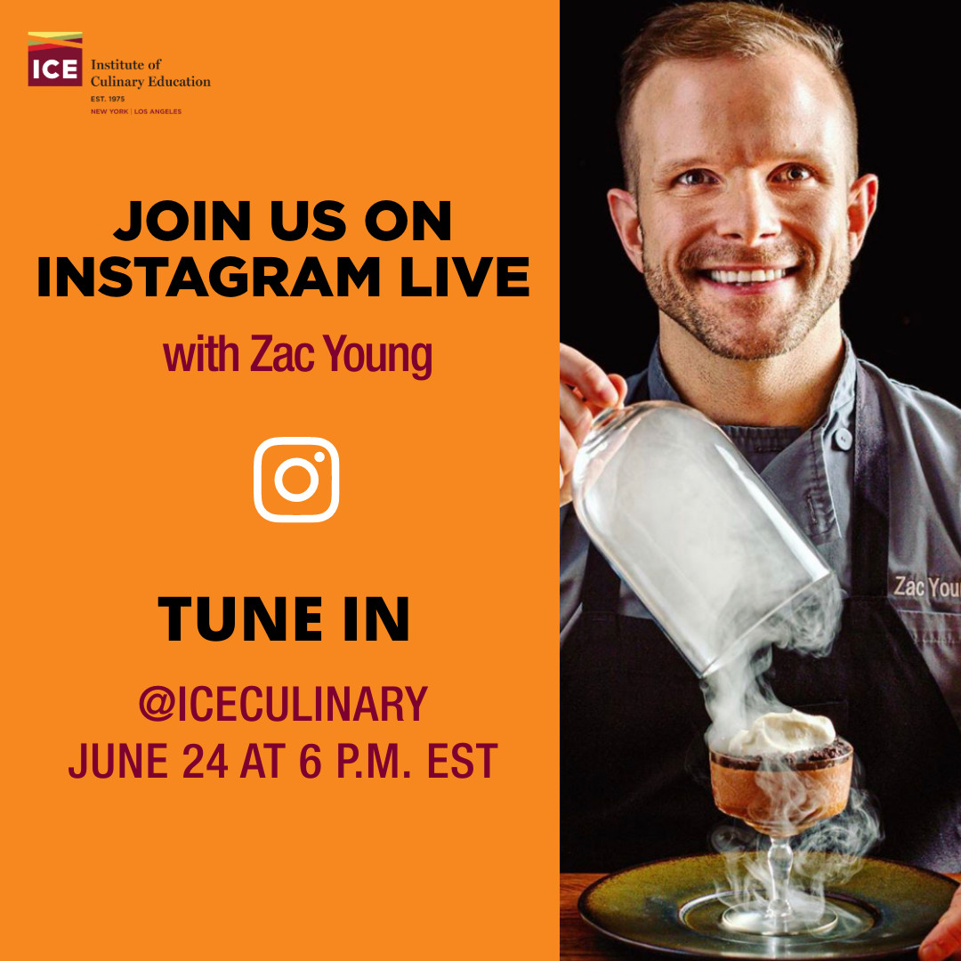 iceculinary's tweet photo. Tune in on #IGLive @iceculinary to hear about #ICEalum Chef @zacayoung's (Pastry, ’06) pastry career, which includes work at @bouchon_bakery, @ButterNYC, @flexmussels and the David Burke Group — now the national @CraveableHG, where he is the pastry director. https://t.co/mH3VzxnJCc