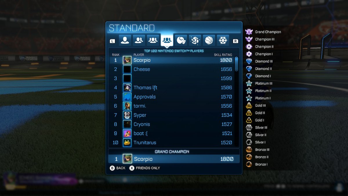 ScorpioUnknown's tweet photo. Hit 1800 today. TB to Jan '19 when I was way ahead of the Switch competition, just like today :) #RocketLeague #rlonswitch #NintendoSwitch https://t.co/y4vAgojAgJ