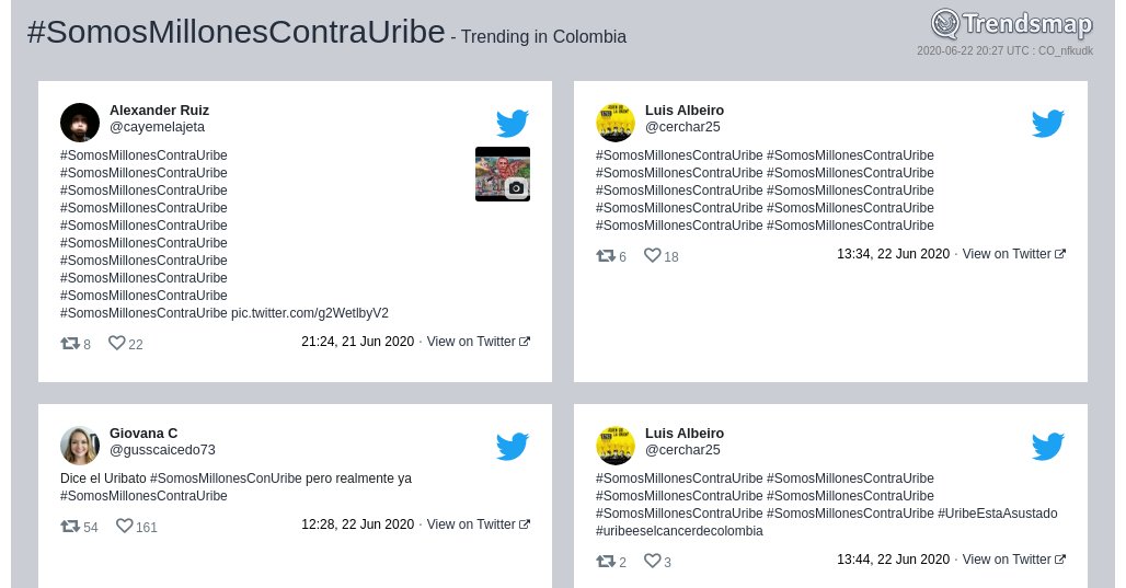 #somosmillonescontrauribe es ahora una tendencia en Colombia

trendsmap.com/r/CO_nfkudk