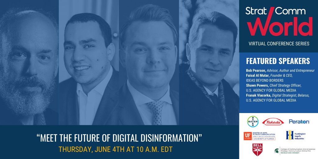 StratCommWorld's tweet photo. Future of Digital #Disinformation → Listen to the webinar https://t.co/GwSFZWLPCC  Approaches to countering disinformation and strategies to combat #cyberthreats. Live webinar was 06-04-20 – a series of #StratCommWorld topics to be discussed at the live conference May 2021 https://t.co/U1zmKl181U