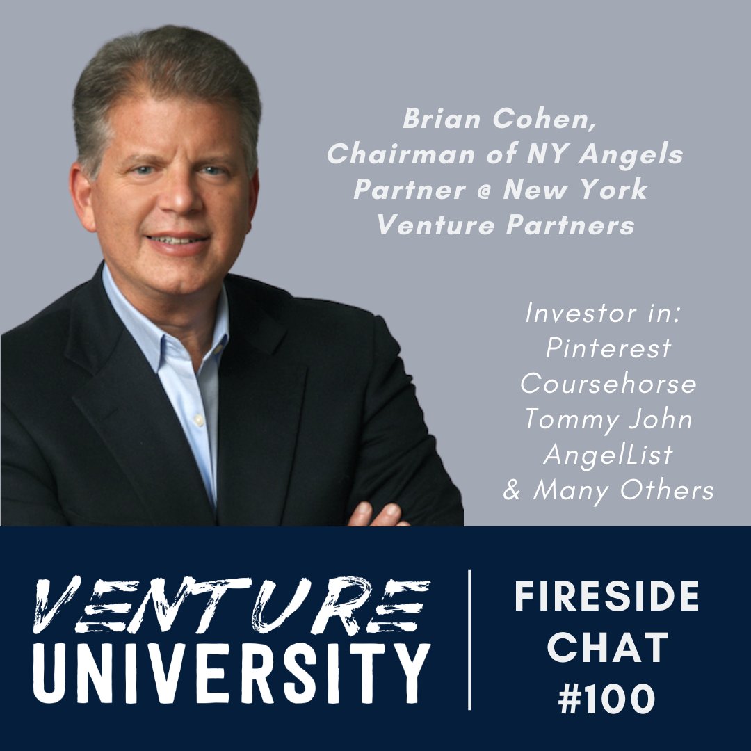 We passed 100+ Fireside Chats at Venture University with VC/PE investors, angels, top founders, and strategics!  #100 was with Brian Cohen, Chairman of NY Angels, and Partner at New York Venture Partners.  Join a upcoming VU cohort: venture.university/apply-to-vu  #VC #VentureCapital