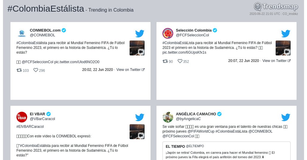 #colombiaestálista es ahora una tendencia en Colombia

trendsmap.com/r/CO_imsbkz