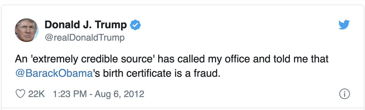 SallyDeal4's tweet image. A 'credible source' told me you harassed our first Black president for his entire term, and then some.