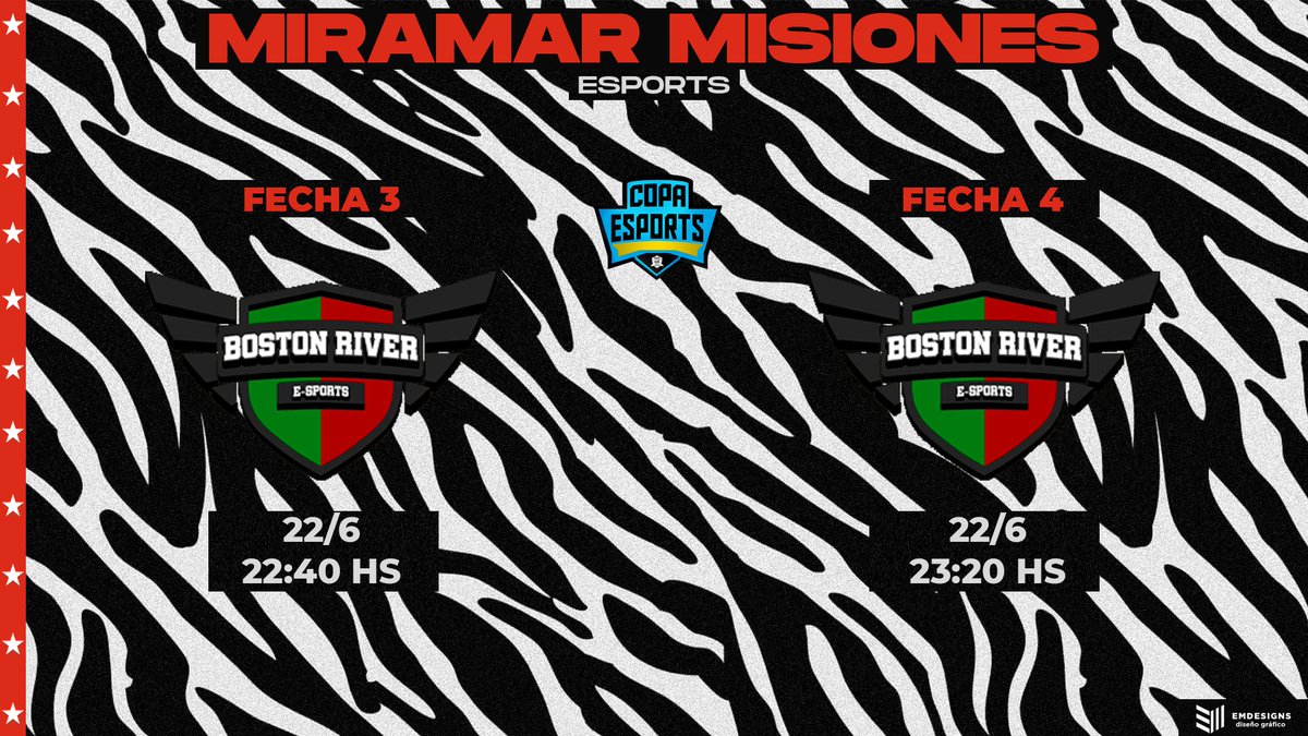 Miramar_eSport's tweet photo. [NOCHE DE COPA ESPORTS]

📆22/06

FECHA 3
⏳22:40 HS
🆚 Boston River

FECH 4
⏳23:20 HS
🆚 Boston River

EN VIVO POR https://t.co/lN6SyU1rlf

Vamo el Cebrita 🔴🌑⚪🦓 https://t.co/POd9pwivbo