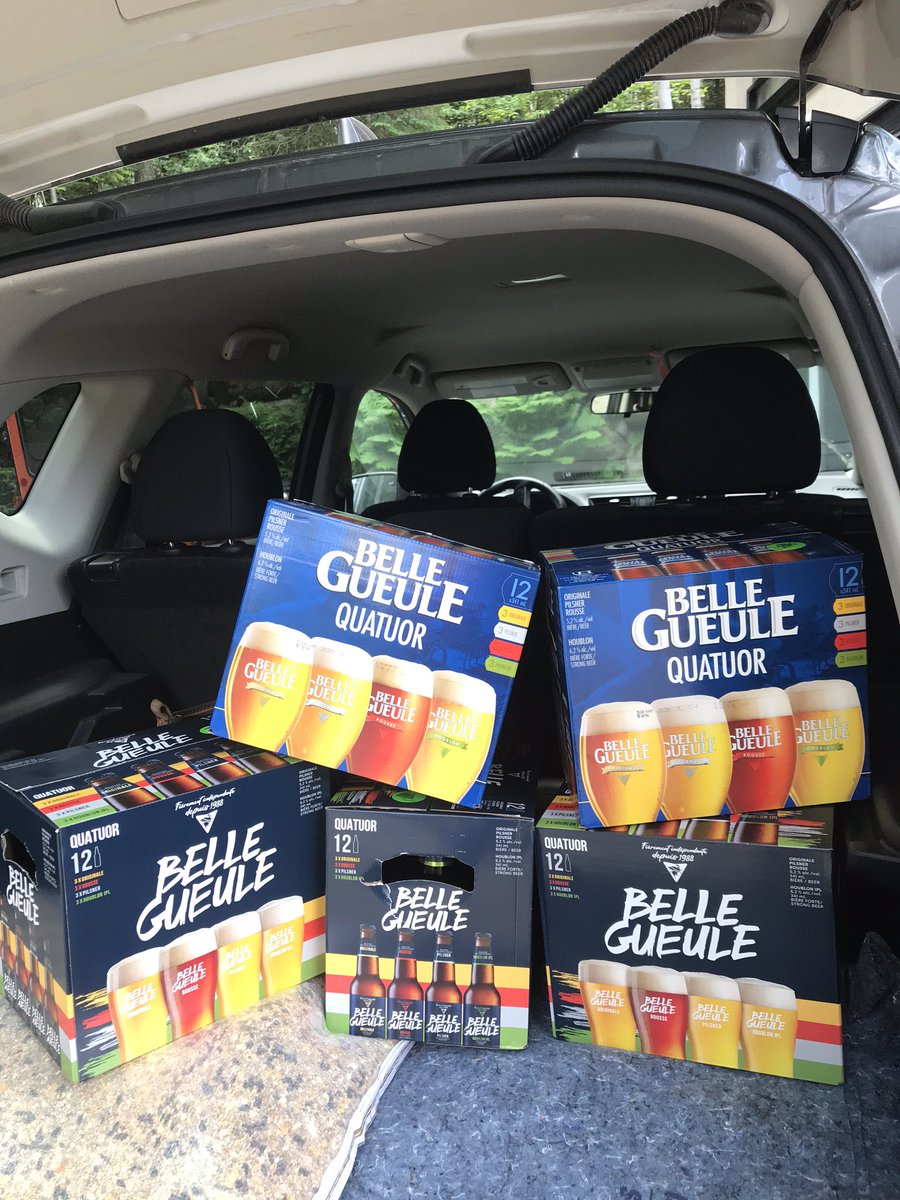 I bought five cases of #Quebec brewed beer Belle Gueule for my husband’s team of five employees for our province’s holiday on June 24th.  A sampler box of 12 bottles. They were chuffed to bits! #bonneStJean #QuebecLaJolie #beerOclock #nicetobenice #bekind