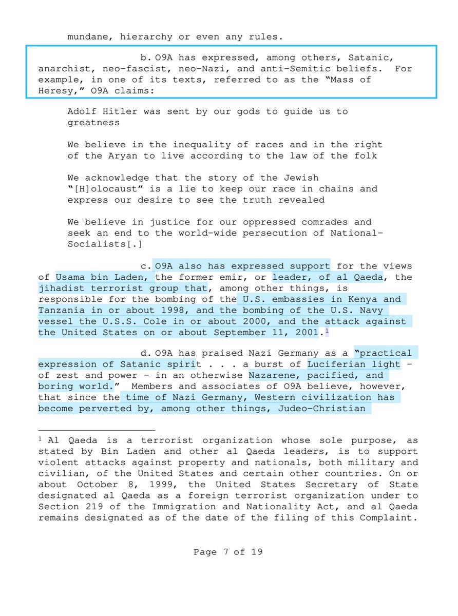 FINALLY there it is:“Atomwaffen Division” is a neo-Nazi terrorist network founded in the United States that follows O9A’s philosophy...”Sept 2019 some of us said the rise of the Alt Right - Supremacy groups ideologically mirror that of Isis.I got a lot of hate tweets for that