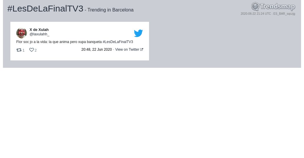 #lesdelafinaltv3 es ahora una tendencia en #Barcelona

trendsmap.com/r/ES_BAR_sqczjg