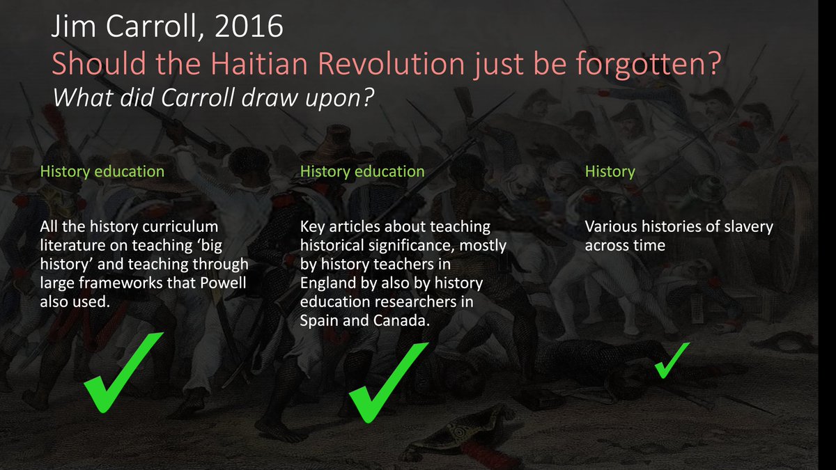 What knowledge did  @jcarrollhistory bring to the task? Heaps of it. Much from his original training, much he had to acquire afresh. His article in  @Curriculum_Jrnl details the conversation of a history teacher with historical scholarship, & history educ writing by other teachers.