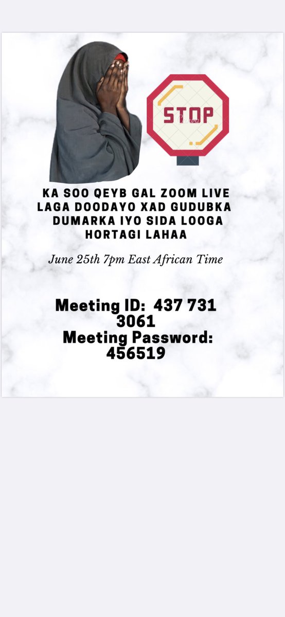 NajaxSaeed's tweet photo. Zoom event to tackle the unspoken sexual assault with in the Somali community! Come to@participate in June 25 at 7 PM #justice4awo https://t.co/6KkvmyRGac