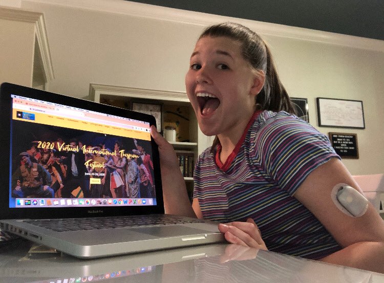 TorcomKate's tweet photo. Let the @schooltheatre Virtual International Thespian Festival @WeAreOneRPA Theatre is logged on 💙💚 https://t.co/IupDLcZnhn