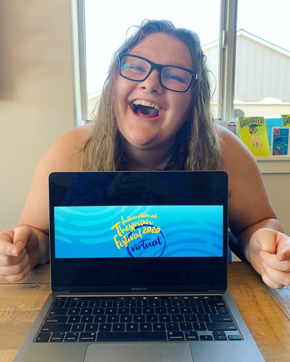 TorcomKate's tweet photo. Let the @schooltheatre Virtual International Thespian Festival @WeAreOneRPA Theatre is logged on 💙💚 https://t.co/IupDLcZnhn