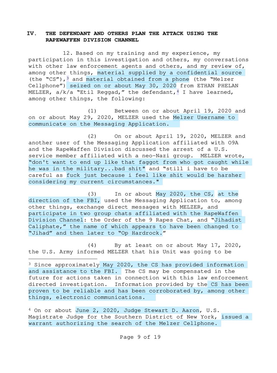 GOOD GOD - first off THANK YOU  @FBI they had a confidential source infiltrate the encrypted chats & comm channels;“DEFENDANT AND OTHERS PLAN THE ATTACK USING THE RAPEWAFFEN DIVISION CHANNEL”Deployment to Turkey by way of Italy - bejesusThis is bonkers  https://www.justice.gov/usao-sdny/press-release/file/1287701/download