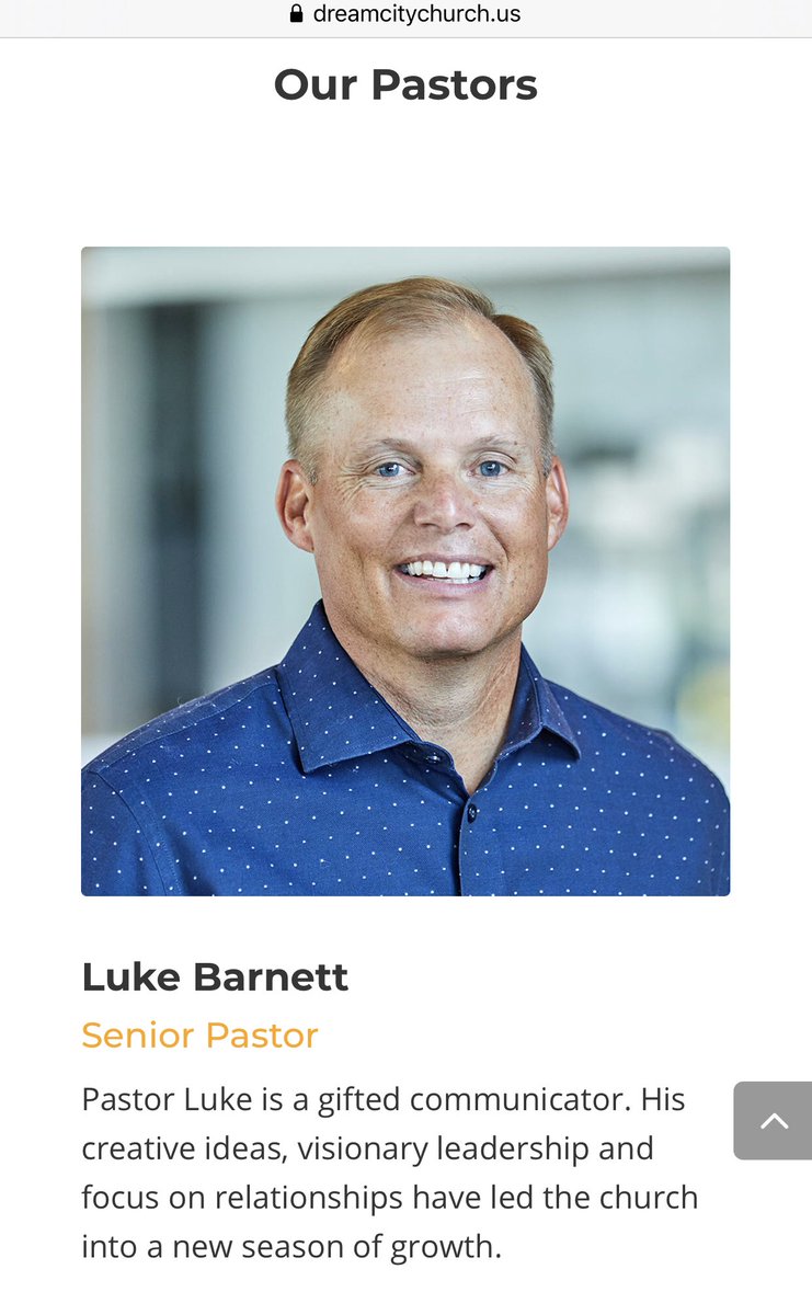 2) So, just who is in charge over at  @dreamcitychurch? We can start with their Senior Pastor, Luke Barnett. You might be wondering where you’ve seen or heard that name before...