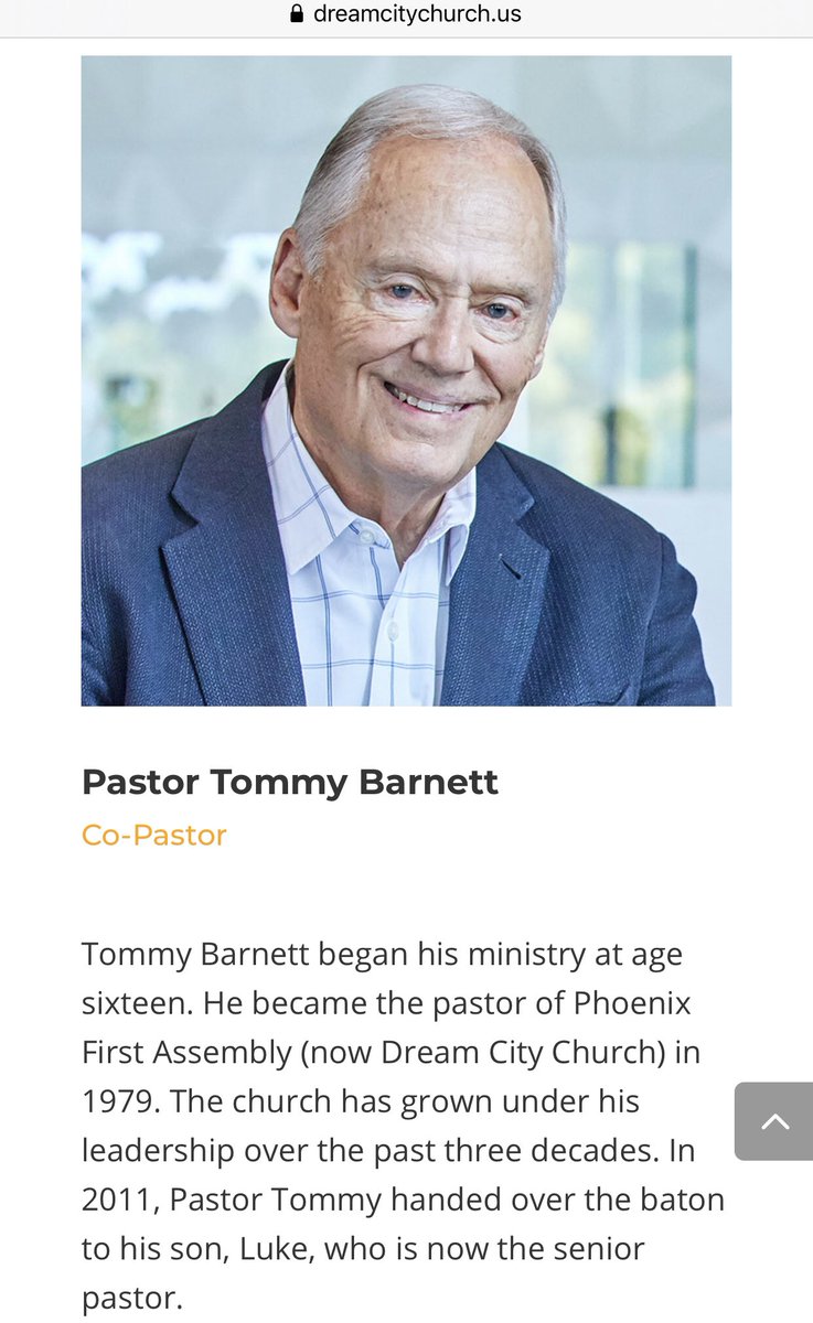 5) And here is  @dreamcitychurch ’s COO  @brendonzastrow (more on him later) proudly boasting about their Co-Pastor (and Luke’s father)  @tommybarnett and his connections to Trump.