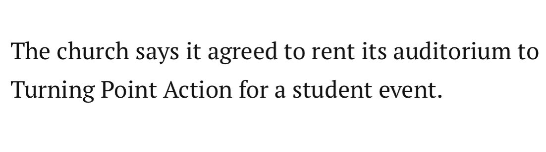 8) Recall that this was the church’s claim re: Trump’s visit. It seems as though they would have us believe that there was some sort of confusion as a result of the agreement being with a “Turning Point Action.” So, who is  @TPUSA ? Glad you asked...