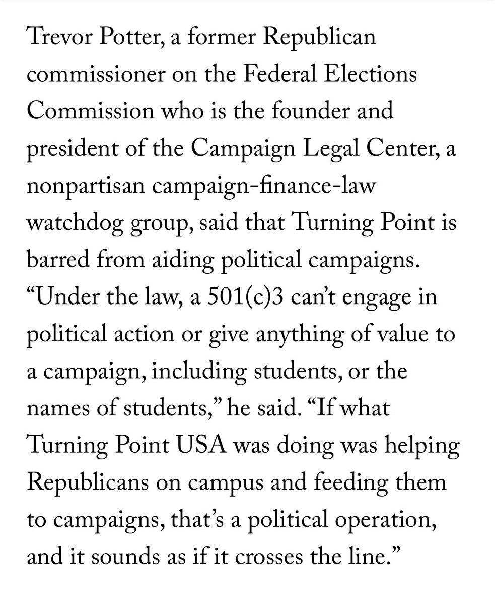 9) Well, there’s this.  https://www.newyorker.com/news/news-desk/a-conservative-nonprofit-that-seeks-to-transform-college-campuses-faces-allegations-of-racial-bias-and-illegal-campaign-activity