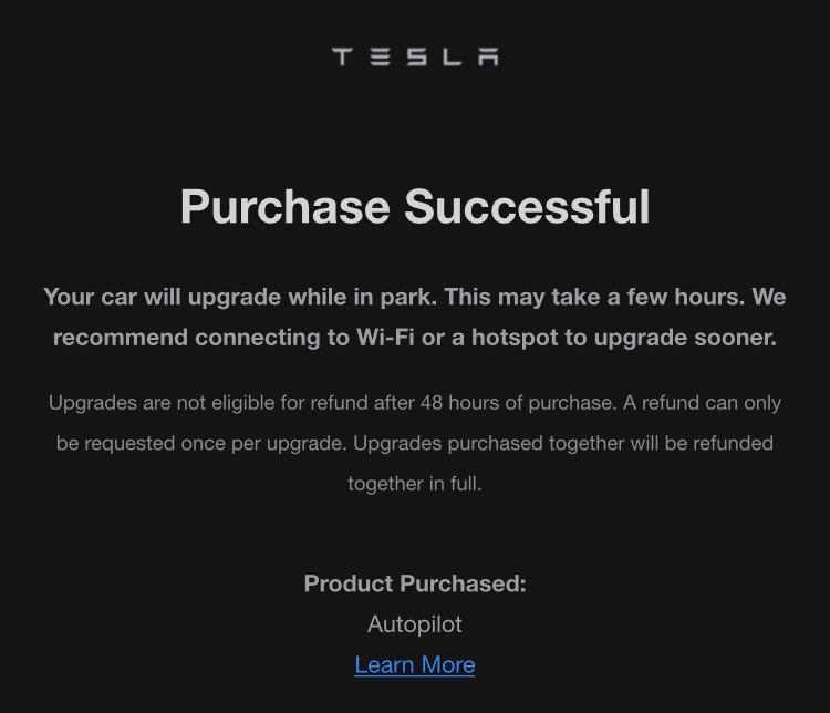 cand3ts's tweet photo. I have an OG 2018 M3 without basic AP (wasn’t standard). @Tesla dropped the price from $3k to 2k. I bit. https://t.co/2CS9L1XeiA