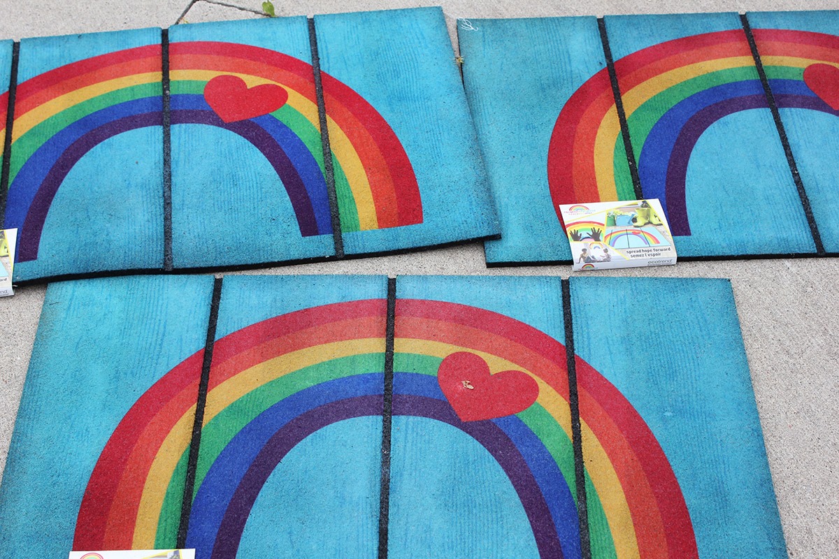 CanadianTire's tweet photo. ...selling #BrighterDaysAhead doormats to the public. All proceeds will be going to @NYGHFoundation COVID-19 Emergency Response Fund, which was established to support the hospital's ability to address emerging critical needs. #BrighterDaysAhead https://t.co/xzukTuEhJN