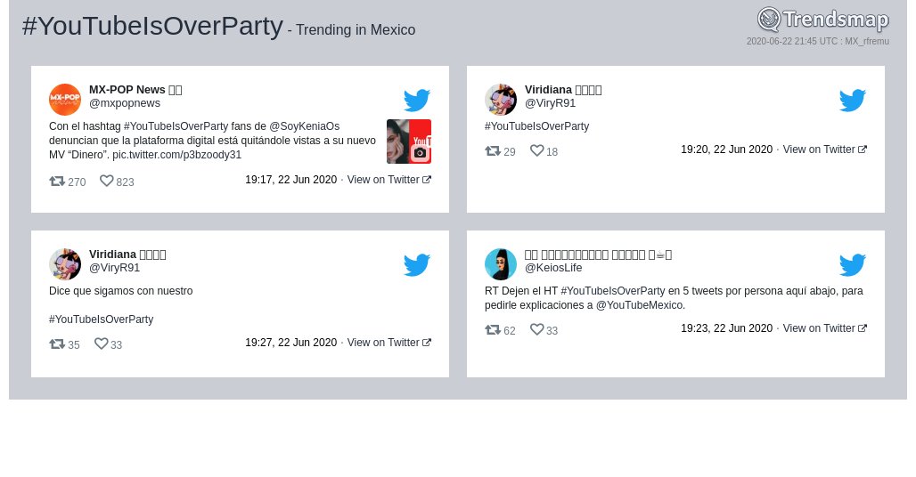 #youtubeisoverparty es ahora una tendencia en Mexico

trendsmap.com/r/MX_rfremu