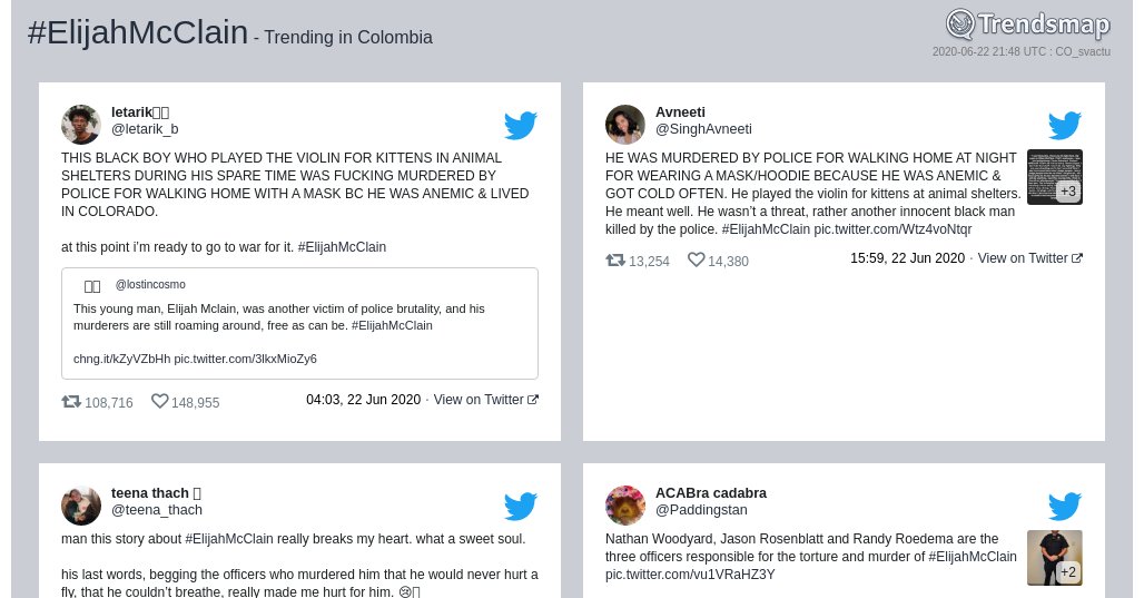#elijahmcclain es ahora una tendencia en Colombia

trendsmap.com/r/CO_svactu