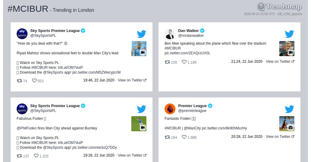 TrendsLondon's tweet photo. #mcibur is now trending in #London

https://t.co/rTESrzUNbh https://t.co/tmSNIzk15c