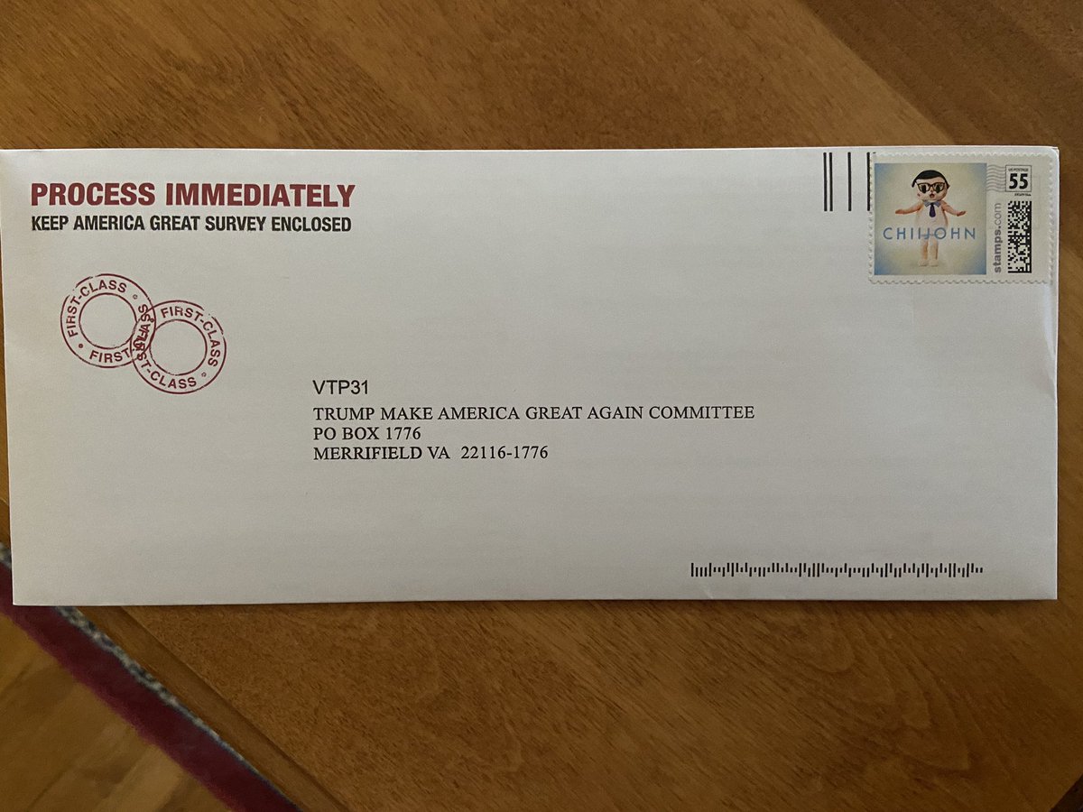 blujai28's tweet photo. How I got on this mailing list is beyond comprehension. Clearly, they don’t know me. #fucktrump #chijohn #throwshadethenvote #DumpTrump2020 https://t.co/jK9wb9UlPN
