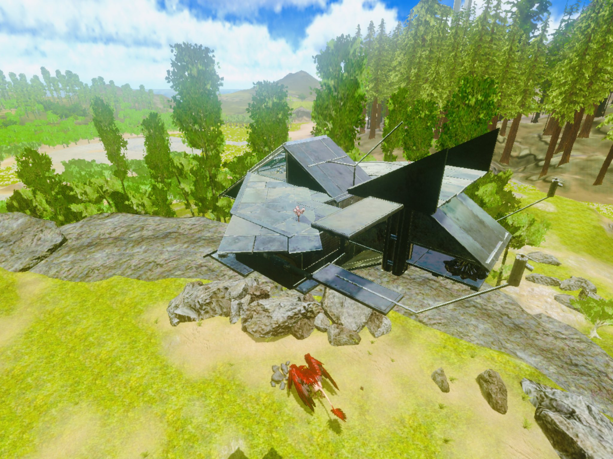 けめ Ark Mobile 無駄建築シリーズno 014 空中戦 出動 戦闘機アークマスター 笑 Pvp でお馴染みの空中タレットのテクニックで建築しました 柱1本分しかサポートを受けられないので 広さを出せない中で可能な限り戦闘機っぽく 空中建築で土台を