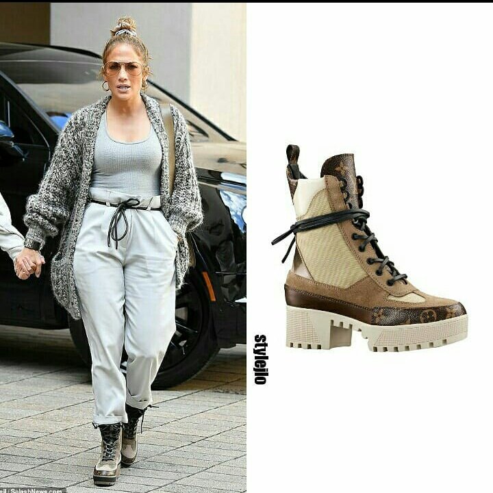 Louis Vuitton Platform Laureate Desert Boots worn by Jennifer Lopez Miami  March 7, 2020