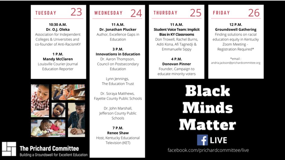 Please join Prichard Committee for Academic Excellence for one or more of these important conversations, and please join the SVT specifically for the one this Thursday!