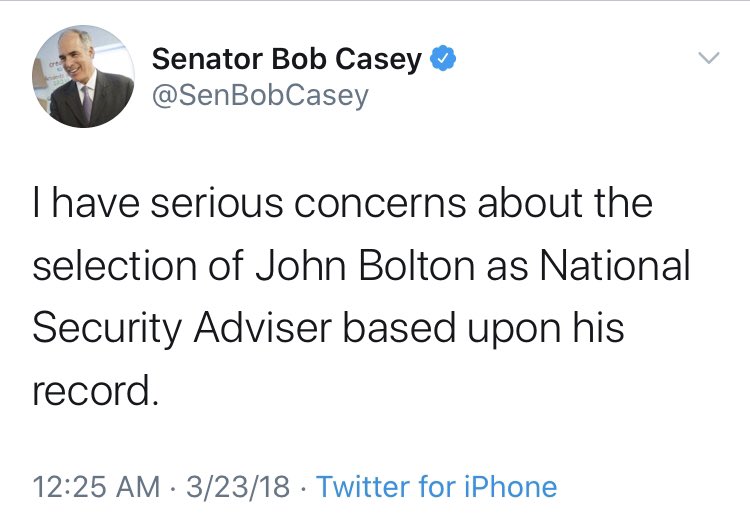 Getting through all of the Democrats who thought Bolton was a terrible liar with terrible judgement who have dropped that consideration would take ages.