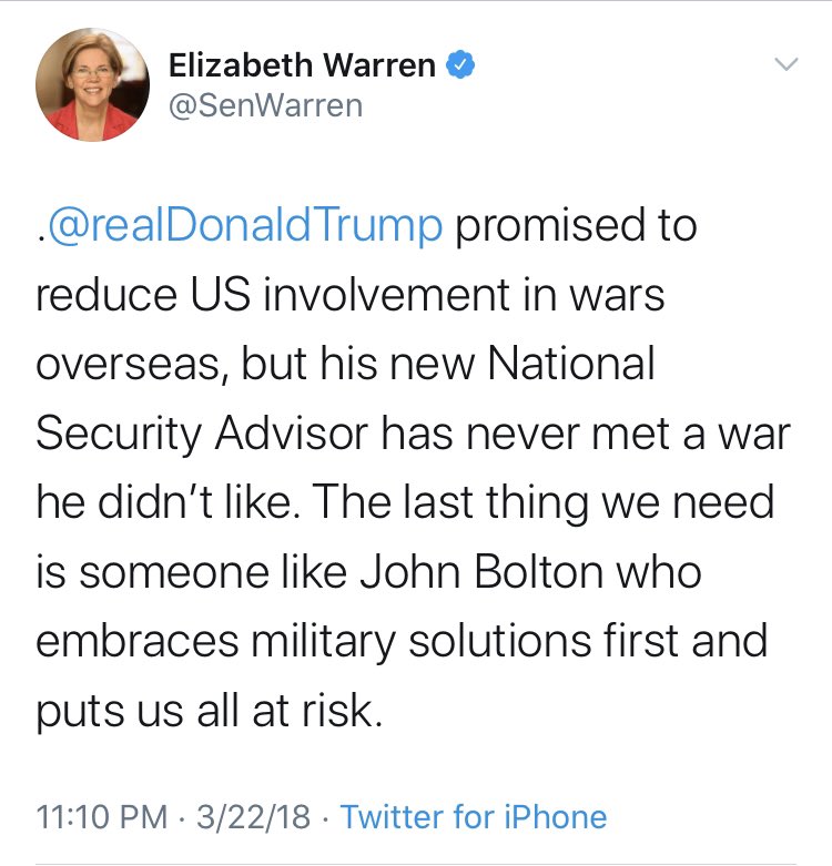 Getting through all of the Democrats who thought Bolton was a terrible liar with terrible judgement who have dropped that consideration would take ages.