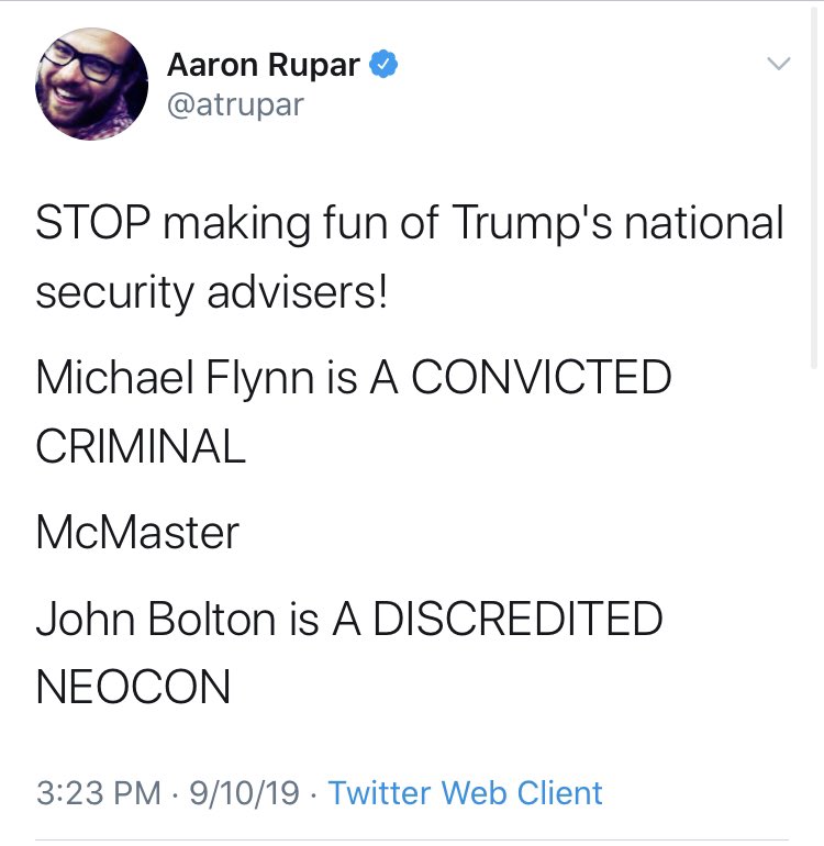  @atrupar appears no longer to concern himself with Bolton’s having been “discredited”