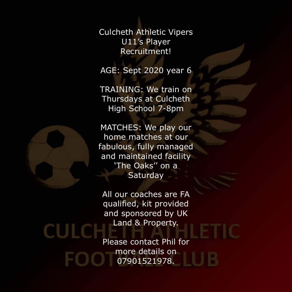 ⚽️ Our Under 11’s (will be Yr6 in Sept, in theory!) are on the lookout for new recruits ahead of next season ⚽️