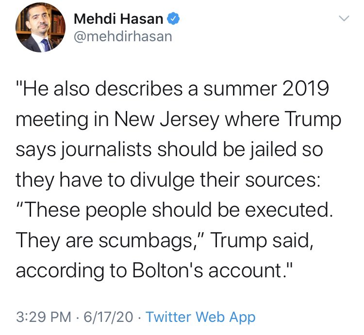 And surprising to lose interest in Bolton’s “lies and deceit” when reporting on an explosive one-on-one conversation, don’t you think,  @mehdirhasan?