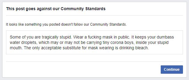 RobDenBleyker's tweet photo. I got banned from Facebook for 30 days for this post. https://t.co/900KPr7if8