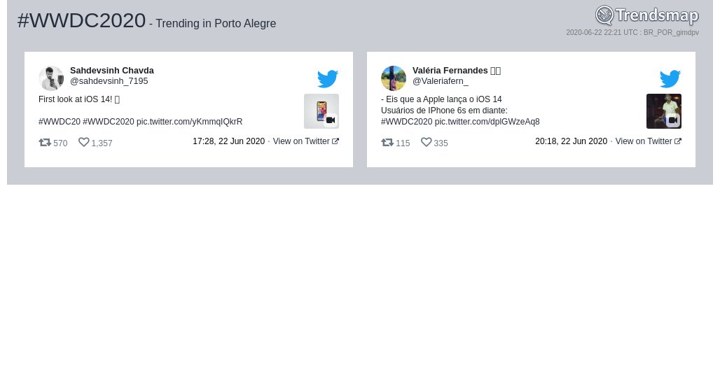 TrendsPOA's tweet photo. #wwdc2020 é tendência em #PortoAlegre

https://t.co/eyOwGNvkgD https://t.co/amIc6vmPXP