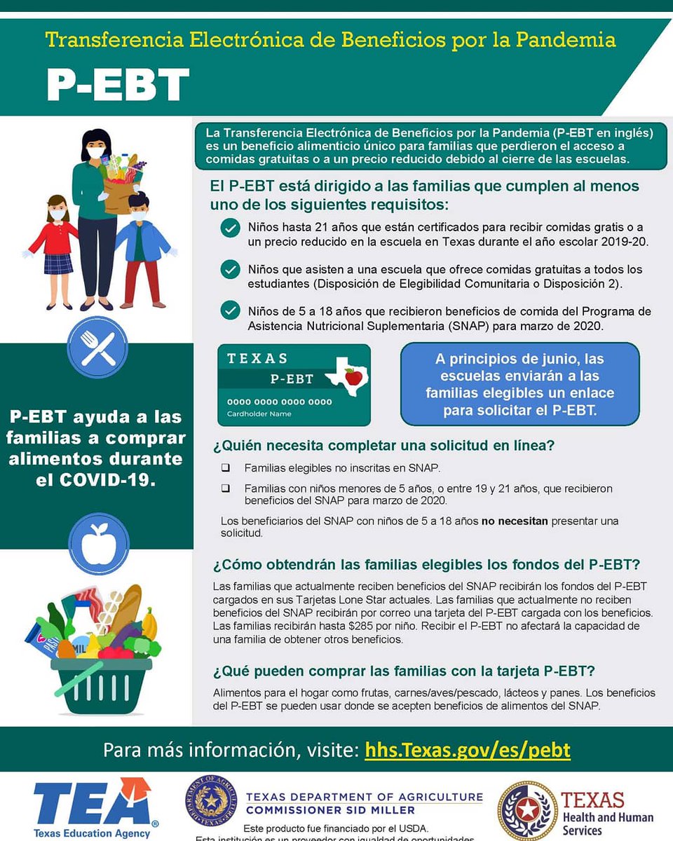 teainfo's tweet photo. There's still time to apply for a one-time P-EBT payment of $285. If your child qualified for free or reduced-price meals at schools that are part of the National School Lunch Program, you could be eligible. 

Details 👉 https://t.co/C9ovnIQCeA https://t.co/f0VuLqnlAz