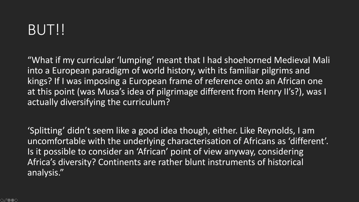 What matters for my focus on how curriculum & teacher development interact is the way  @PaulaLoboWorth refused to give in to the impulse to go with most obvious, the easiest, the most Y7-friendly enquiry Q. No, she dragged herself away from it. Her blog details how. Some extracts: