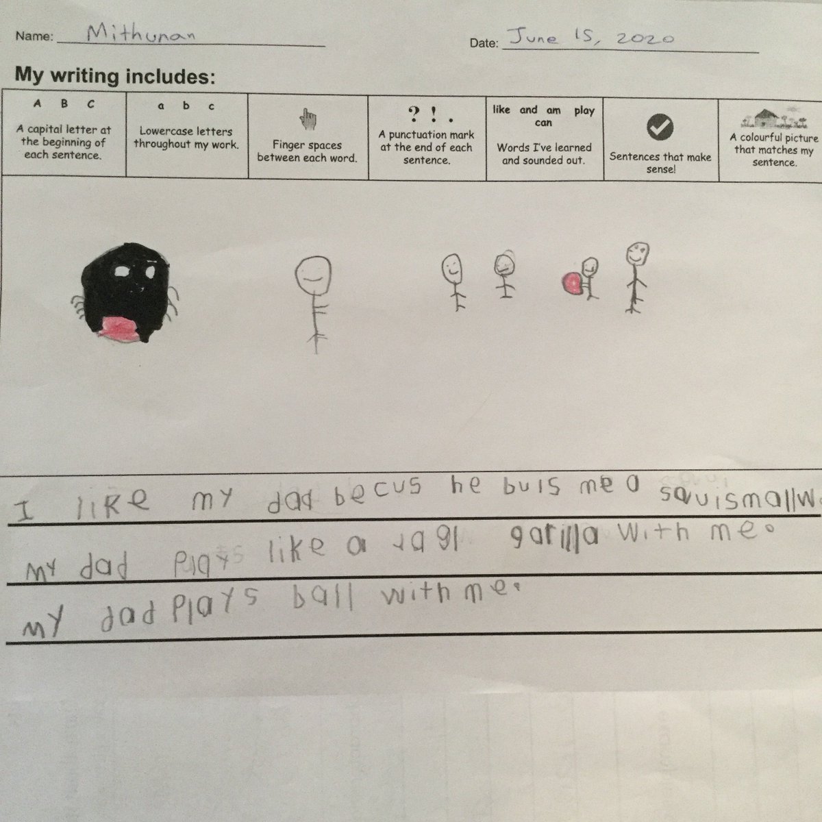 _MsLiang_'s tweet photo. And a few more reasons why we love our dads! Thanks for being awesome #FathersDay #KindergartenWriting https://t.co/oKXA89Rgm5