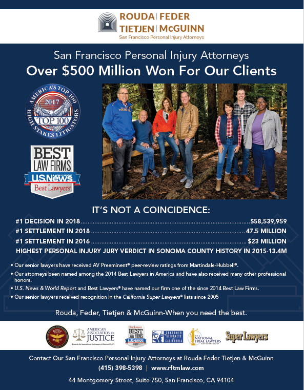 RFTMLawFirm's tweet photo. With over $500 million won for our clients, Rouda Feder Tietjen &amp; McGuinn is often recognized by legal media organizations like The Recorder. In fact, we were listed as having the #1 Settlement in CA in both 2016 &amp; 2018, as well as the #1 Decision in 2018. Get more details: https://t.co/aNCqJmFoxr