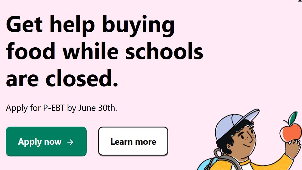 PCDAteam's tweet image. The P-EBT program is for students who are normally able to get free or reduced-price school meals. This website allows you to apply (by June 30) for up to $365 per child to spend on groceries: ca.p-ebt.org/en/