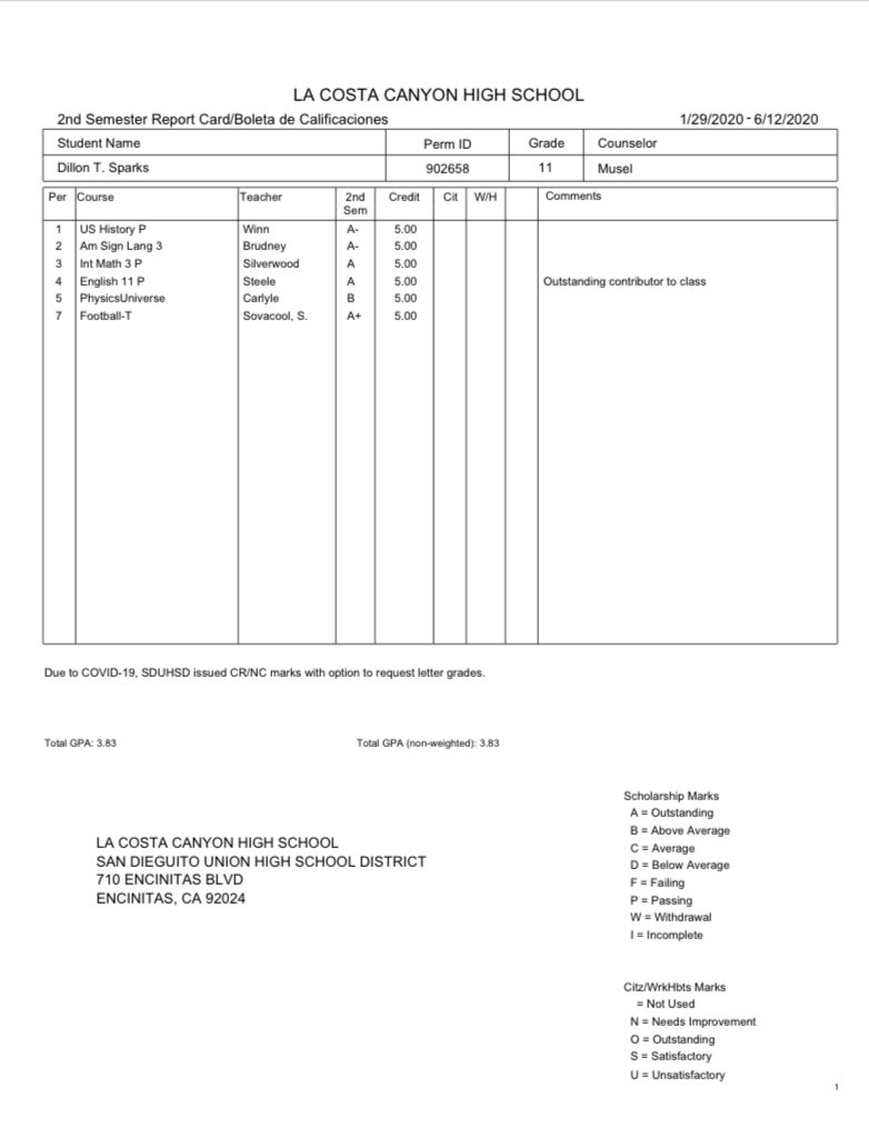 Updated transcript finished junior year with 3.83 GPA 
cumulative-3.5 GPA