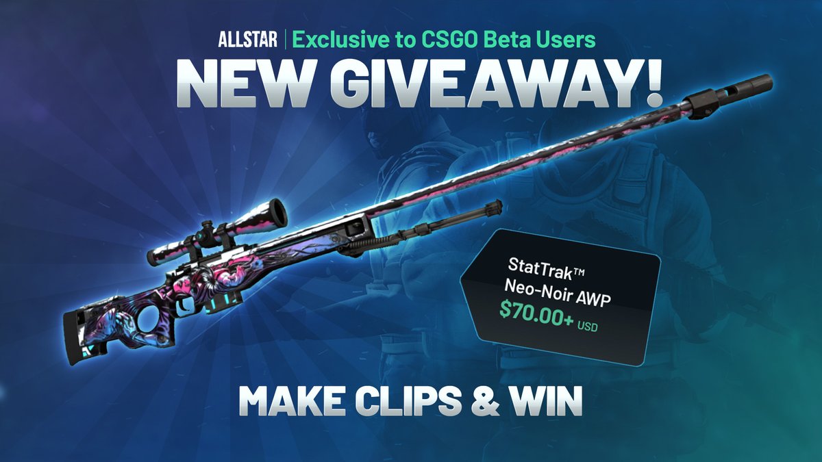 PlayShareStar's tweet photo. ⚡Exclusive Beta #Giveaway⚡
😎One lucky winner will score a StatTrak™ AWP | Neo-Noir CSGO Skin!
🤳Like & Share
💬Reply with #playsharestar
🥰Follow @PlayShareStar
⬇ Enter Here ⬇
https://t.co/2k1INAxC2S
#playsharestar #csgo #csgoclips #esports #clips #gamehighlights #csgoawp https://t.co/BMOyLj8DvI