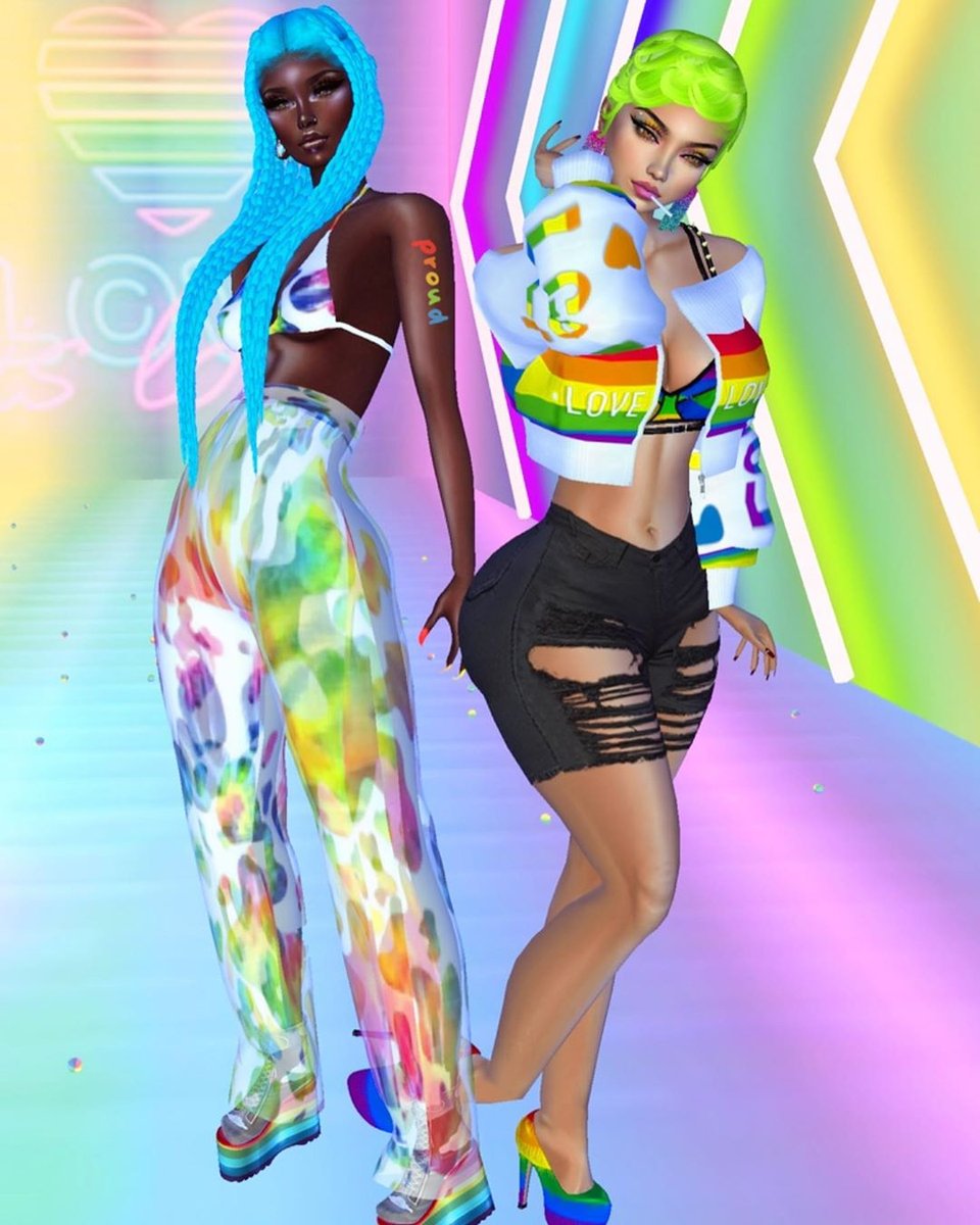 IMVU's tweet image. Serving looks.... but make it RAINBOW. 🌈🔥Instagram Users: looelle.vu and 1solarrae #IMVUBestie #IMVU