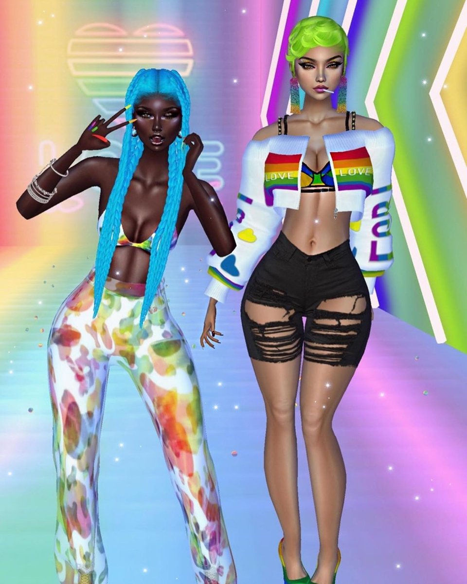 IMVU's tweet image. Serving looks.... but make it RAINBOW. 🌈🔥Instagram Users: looelle.vu and 1solarrae #IMVUBestie #IMVU
